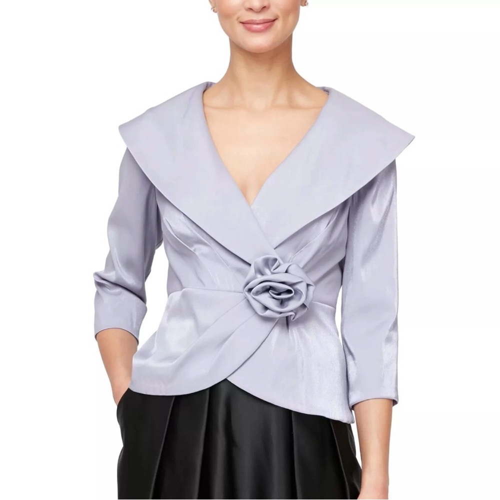 Alex Evenings Floral Trim Lavender Blouse NWT